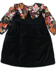 Black Velveteen Dress with Stately Bouquet Liberty London Blouse