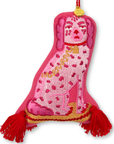 Posh Pink Dogs Embroidered Wool Ornament - Willa Heart Collection