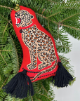 Cheetah Embroidered Wool Ornament - Willa Heart Collection