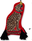 Cheetah Embroidered Wool Ornament - Willa Heart Collection