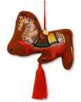Chinoiserie Horse Embroidered Wool Ornament - Willa Heart Collection