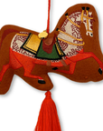Chinoiserie Horse Embroidered Wool Ornament - Willa Heart Collection