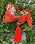 Chinoiserie Horse Embroidered Wool Ornament - Willa Heart Collection