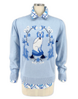 Ladies Willa Heart Blue and White Dog Sweater