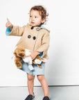 Luxe Little Rabbit Coat in Sand and Blue