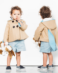 Luxe Little Rabbit Coat in Sand and Blue