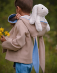 Luxe Little Rabbit Coat in Sand and Blue