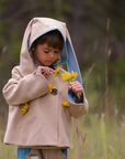 Luxe Little Rabbit Coat in Sand and Blue