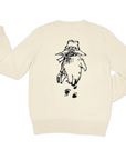 Back of the Adult Sweater, featuring a black line illustration of Paddington Bear walking. Soft, 100% cotton, unisex knit's sweater