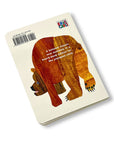 Back cover of the Brown Bear board book featuring Eric Carle's illustration and a description of the classic children's story.