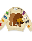 Knit cotton Brown Bear sweater with an embroidered animal design on the sleeves, inspired by Eric Carle’s classic children’s book.