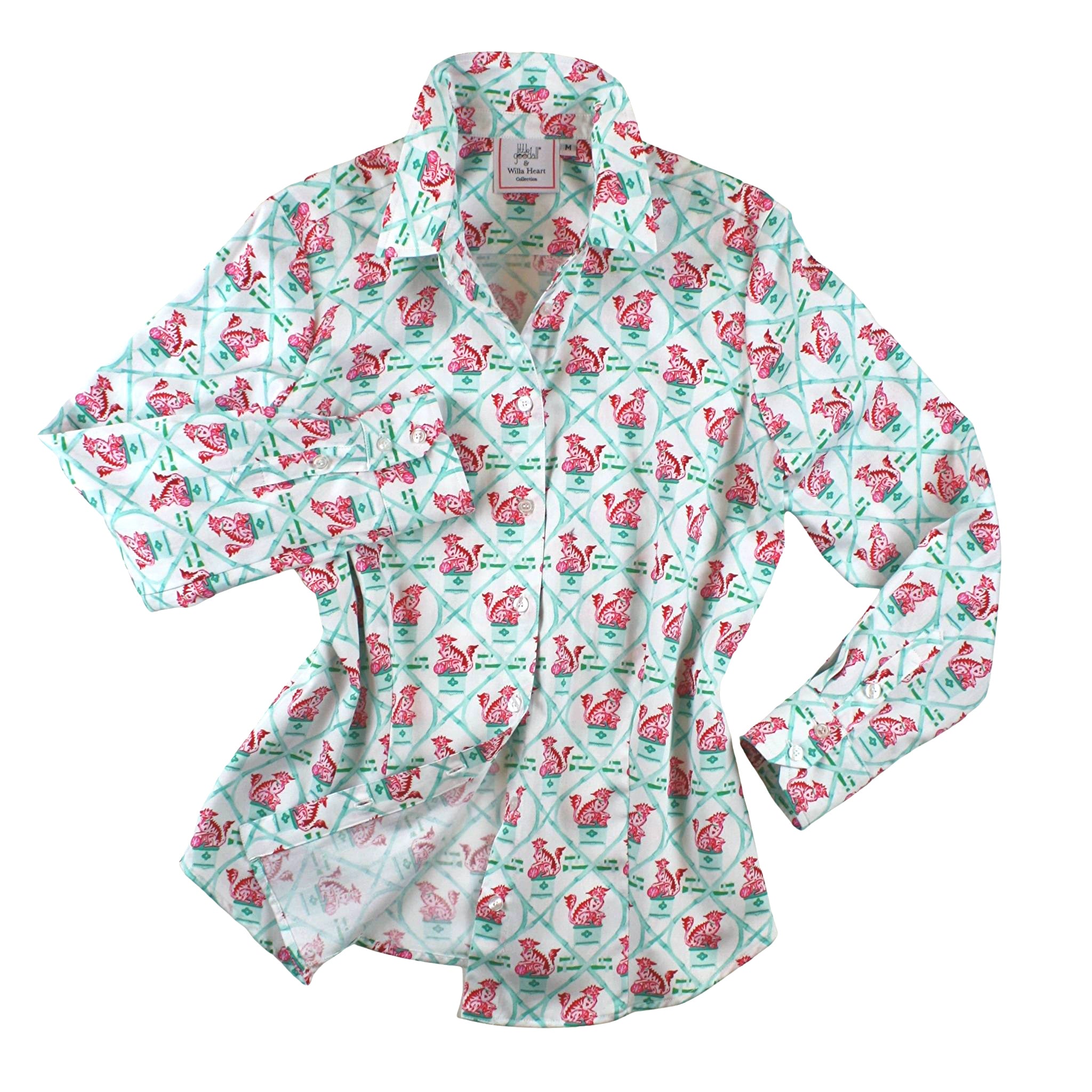 Ladies Classic Shirt in Willa Heart Foo Dog Print – Little