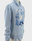 Ladies Willa Heart Blue and White Dog Sweater