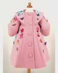a video showcasing the full design of Rainbow Bloom Coat displaying in mannequin