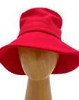 Red wool Paddington bucket hat with a wide brim