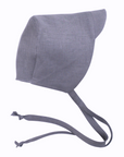 Stormy blue linen baby bonnet with visor for sun protection.Fully lined, 100% linen hat for babies and toddlers