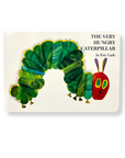 Cover of "The Very Hungry Caterpillar" by Eric Carle, featuring a colorful green caterpillar with a red head