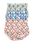 Pink ruffle-waist Willa Heart bloomer in cotton sateen. Versatile summer shorts, packaged for easy gifting