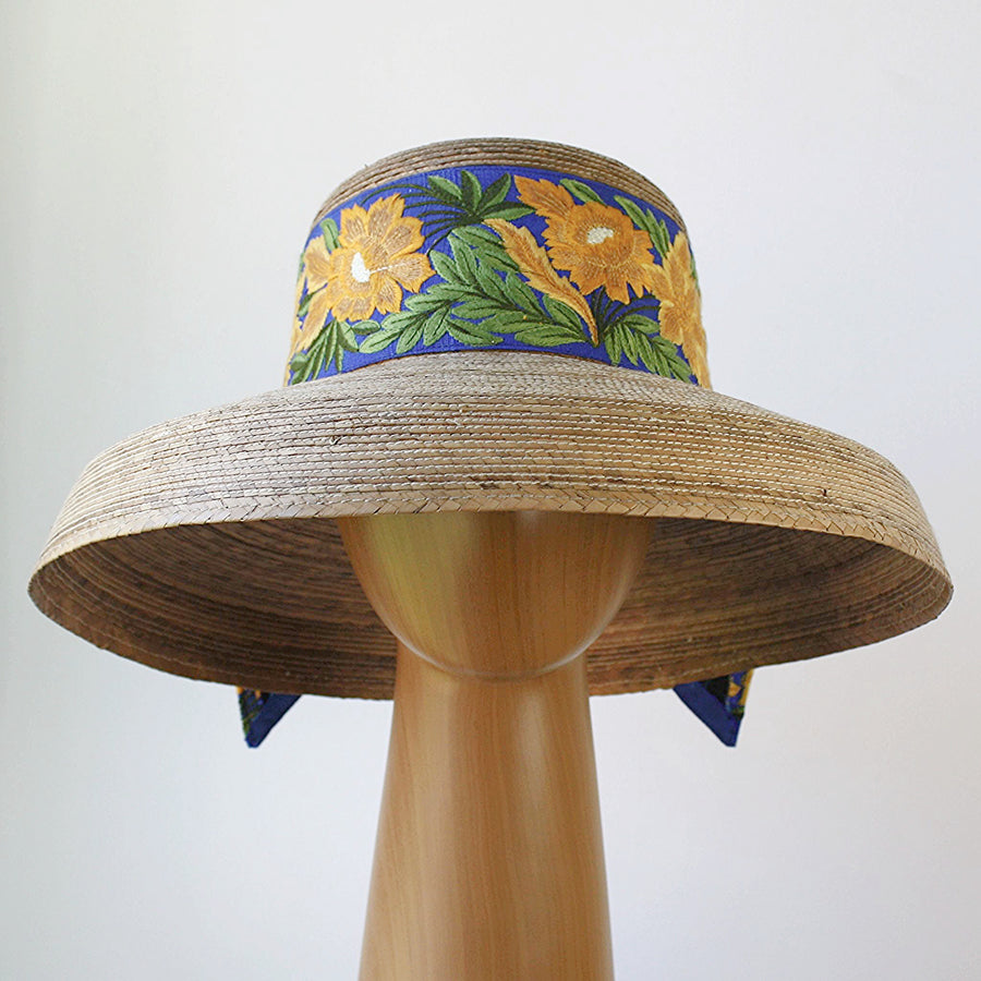 Limited Edition Audrey Sunflower Hat - French Blue Trim