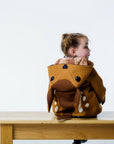 Little Goodall Frolicsome Fawn Coat with floppy ears, wool felt fabric, and faux fur lining, shown from the back
