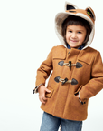 Kids’ fox duffle coat with faux sherpa lining and fox ear hood