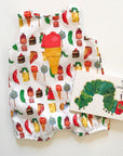 Very Hungry Caterpillar One Scoop Romper with appliquéd ice cream cone, paired with the classic book. A sweet baby and toddler gift idea