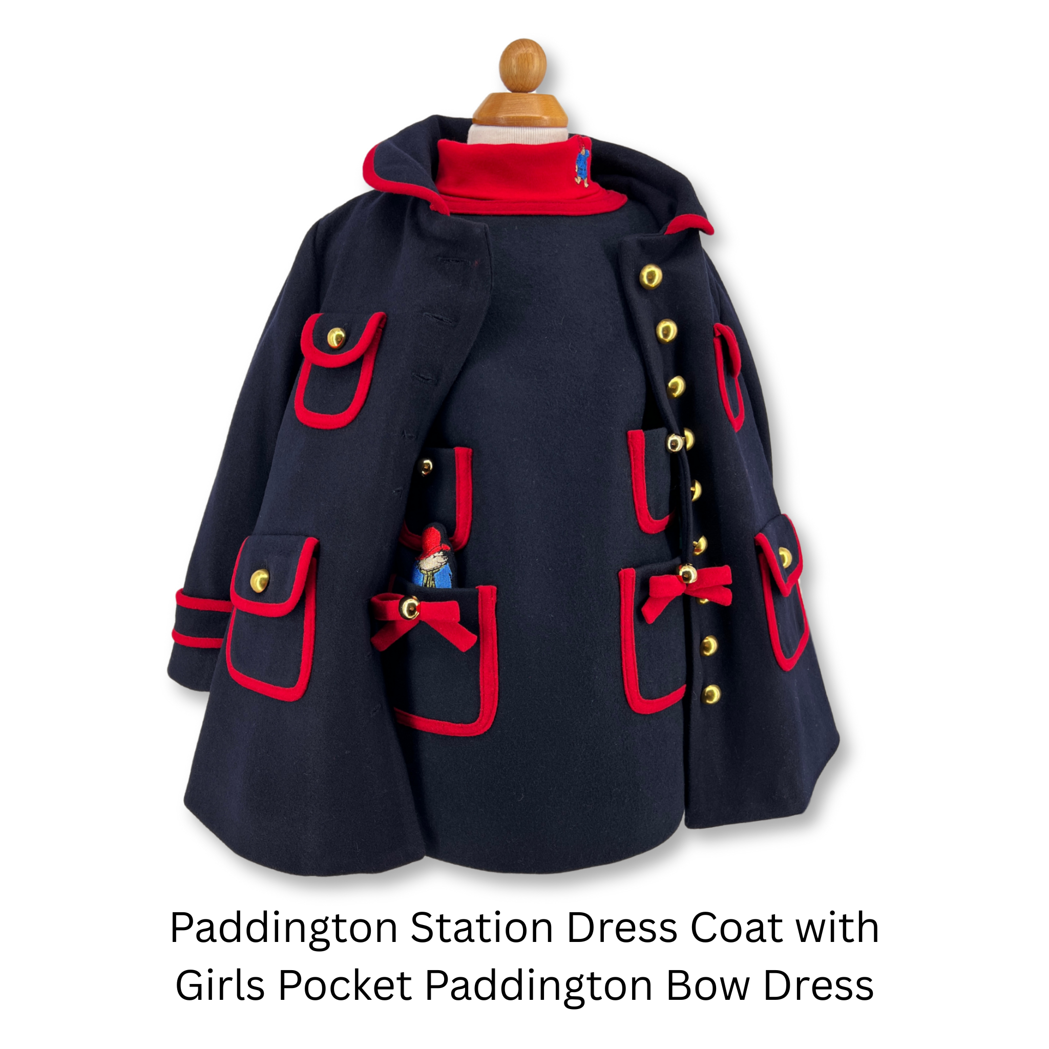 Girls Paddington™ Station Dress Coat - Navy and Red – Little Goodall