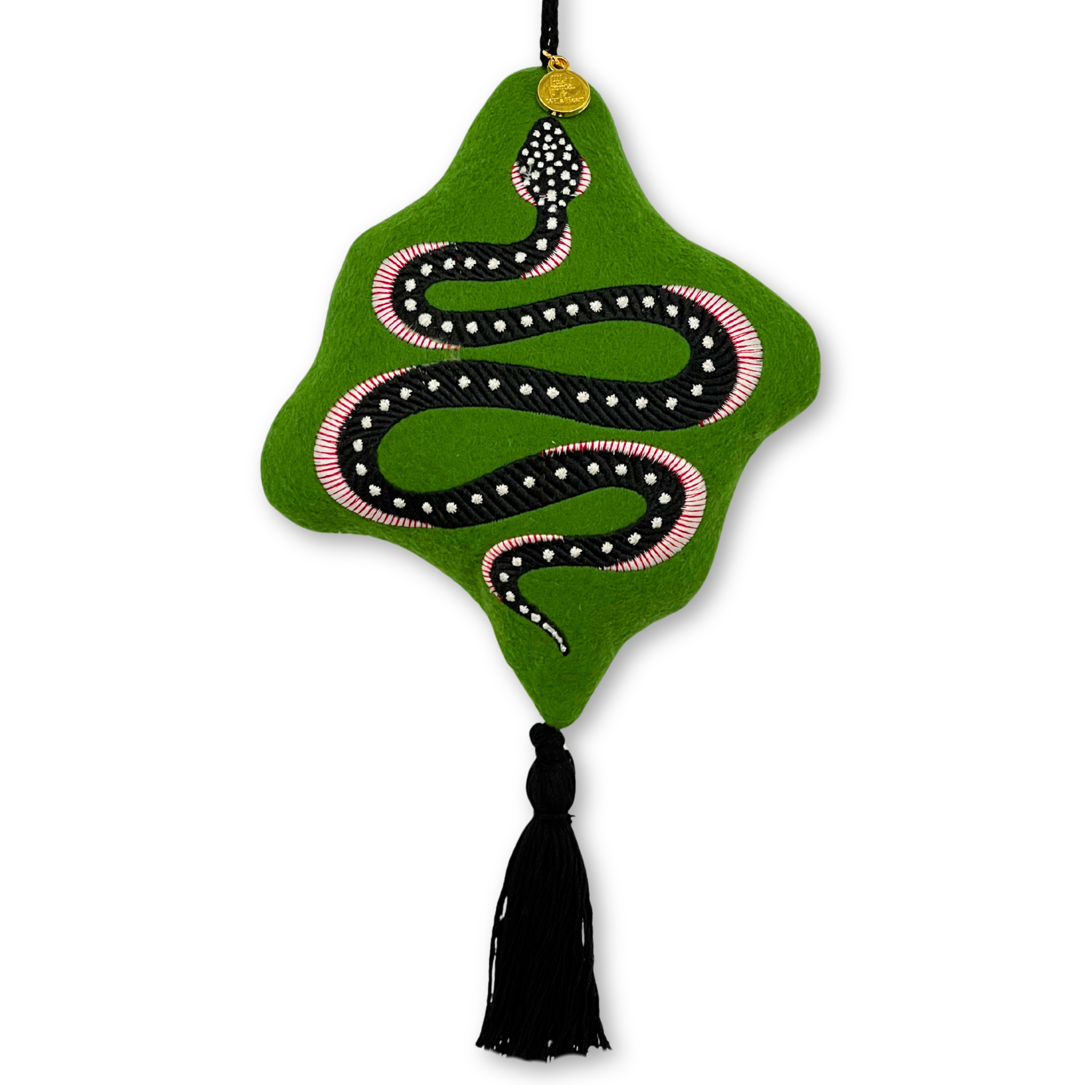 Apple the Snake Embroidered Wool Ornament - Willa Heart Collection