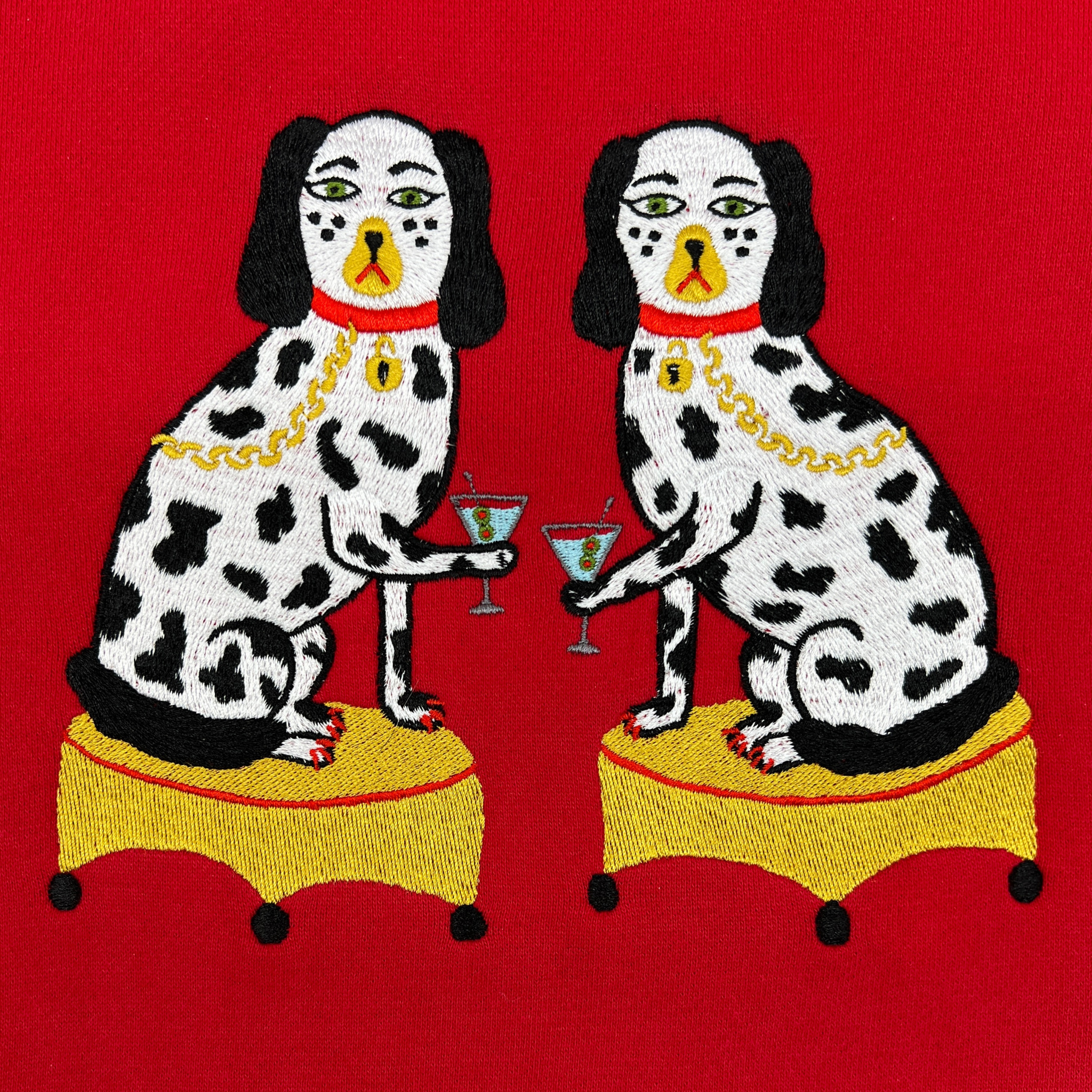 Ladies Nip & Tuck Martini Dogs Embroidered Sweatshirt - Willa Heart Collection
