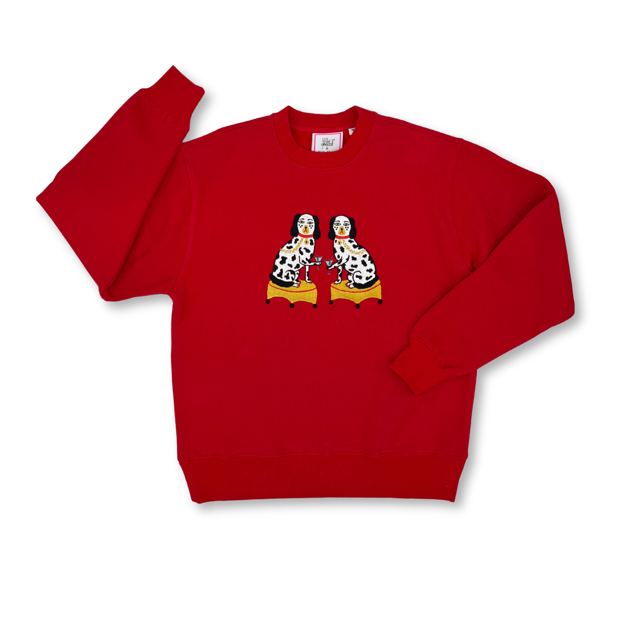 Ladies Nip & Tuck Martini Dogs Embroidered Sweatshirt - Willa Heart Collection