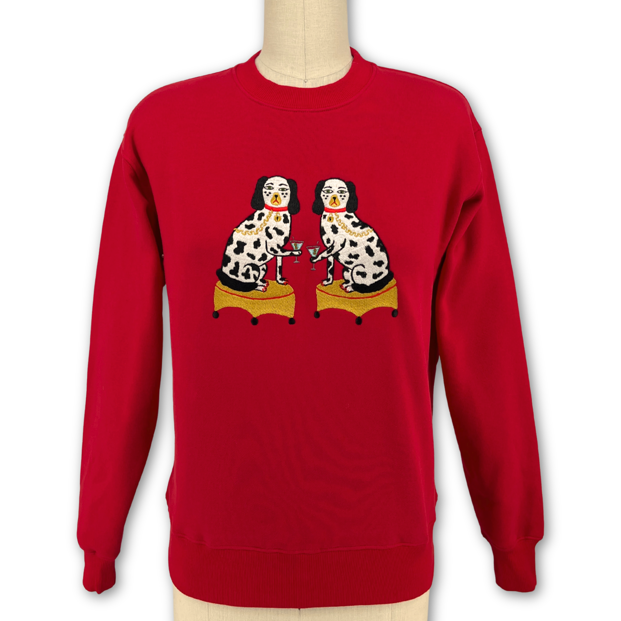 Ladies Nip & Tuck Martini Dogs Embroidered Sweatshirt - Willa Heart Collection