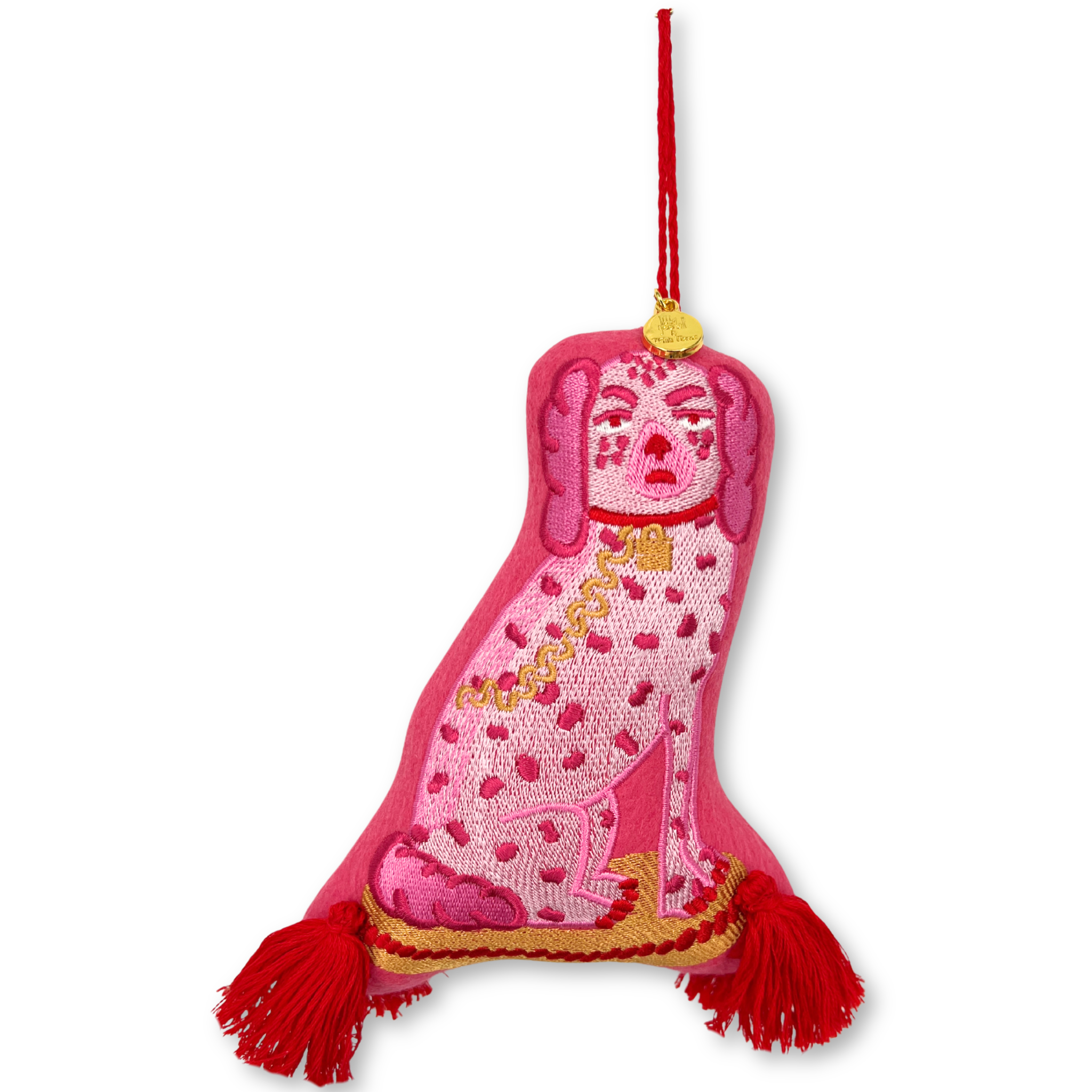 Posh Pink Dogs Embroidered Wool Ornament - Willa Heart Collection