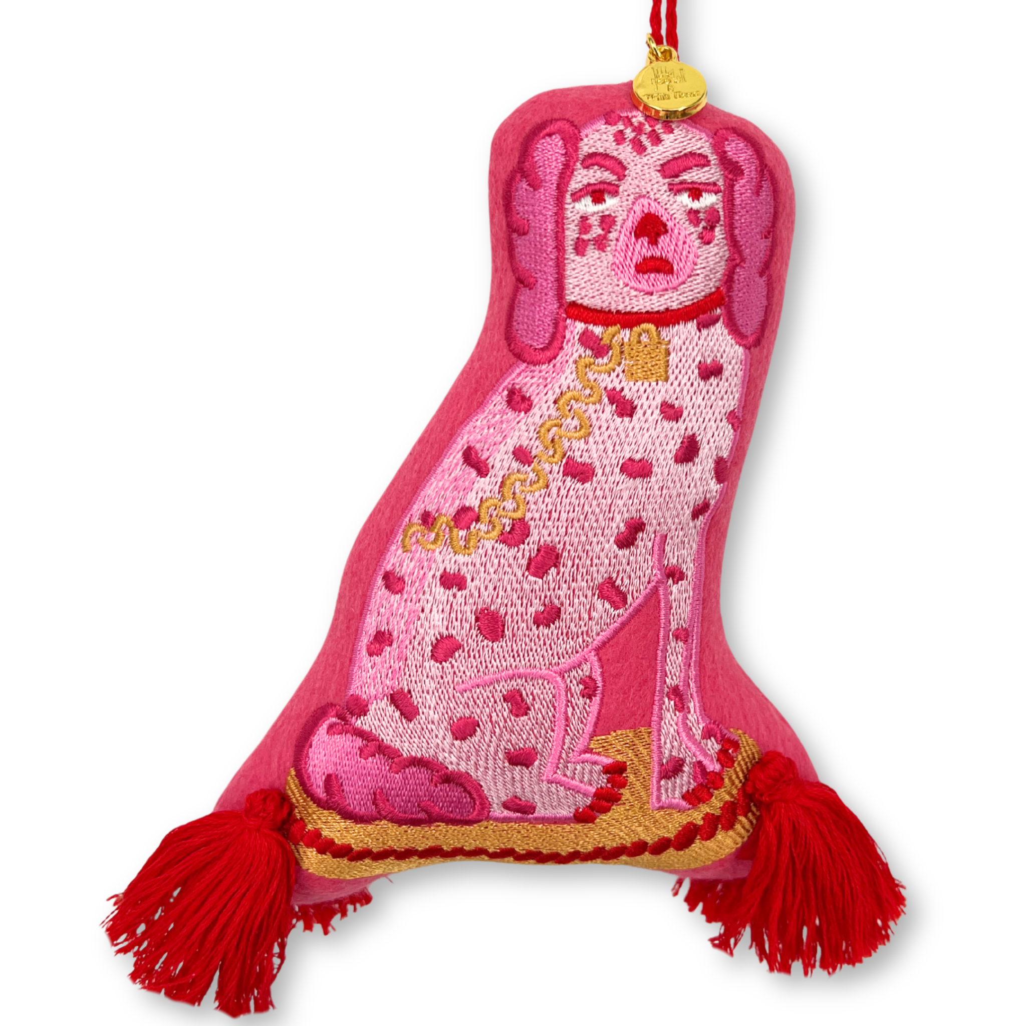 Posh Pink Dogs Embroidered Wool Ornament - Willa Heart Collection