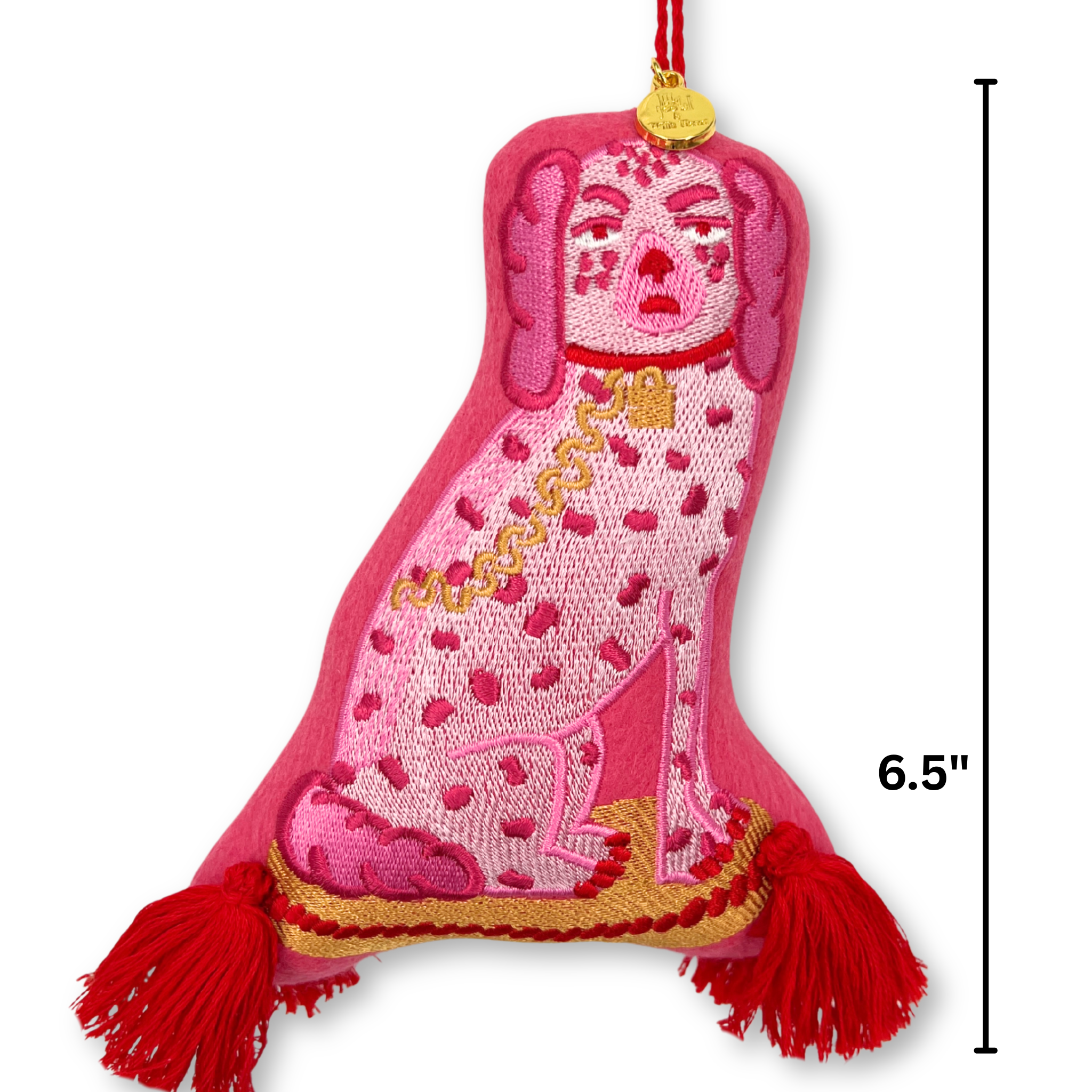 Posh Pink Dogs Embroidered Wool Ornament - Willa Heart Collection