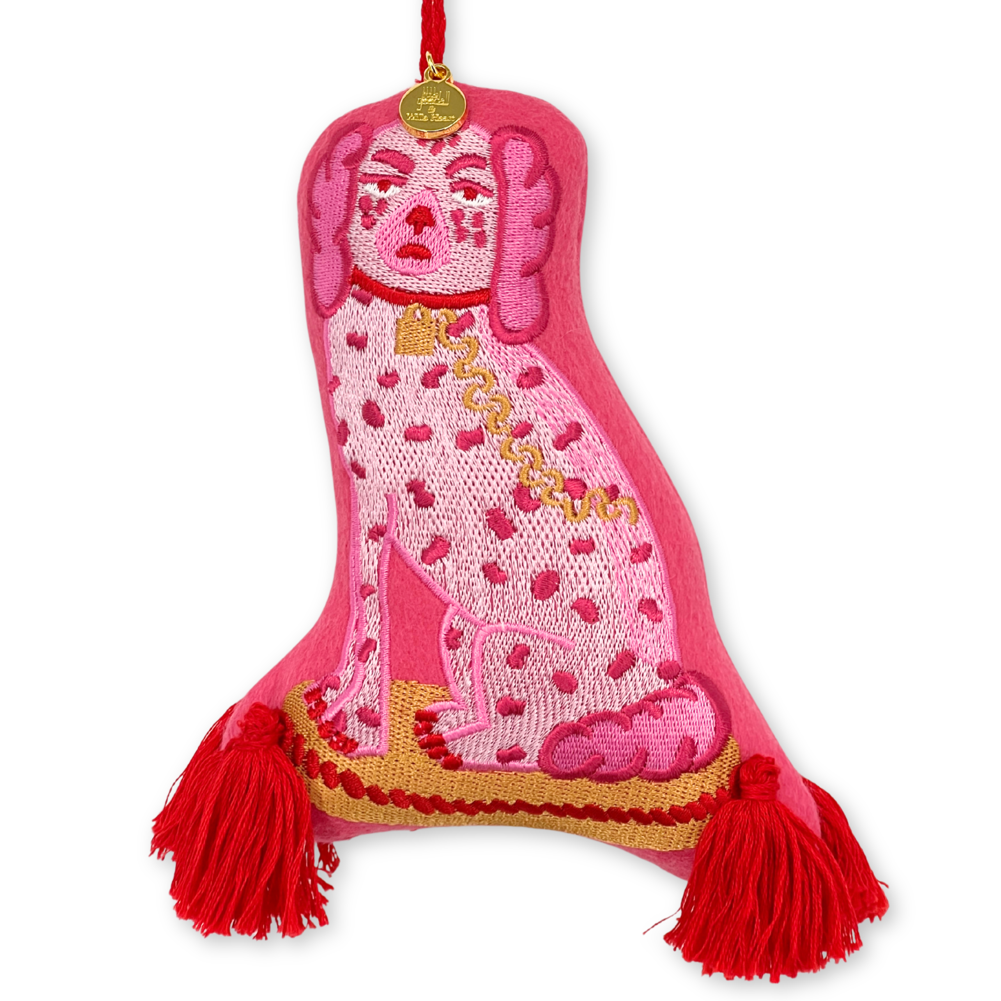 Posh Pink Dogs Embroidered Wool Ornament - Willa Heart Collection