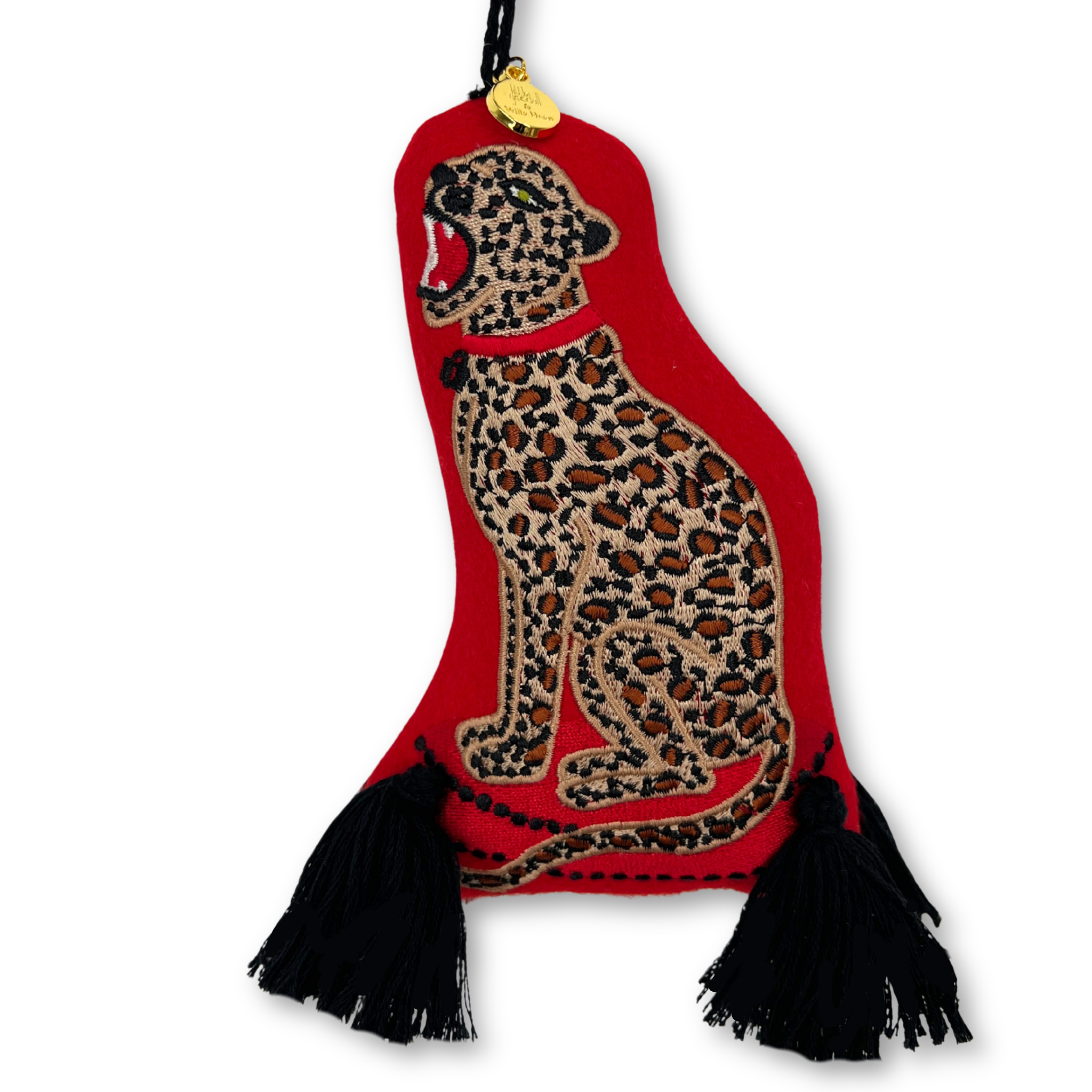 Cheetah Embroidered Wool Ornament - Willa Heart Collection