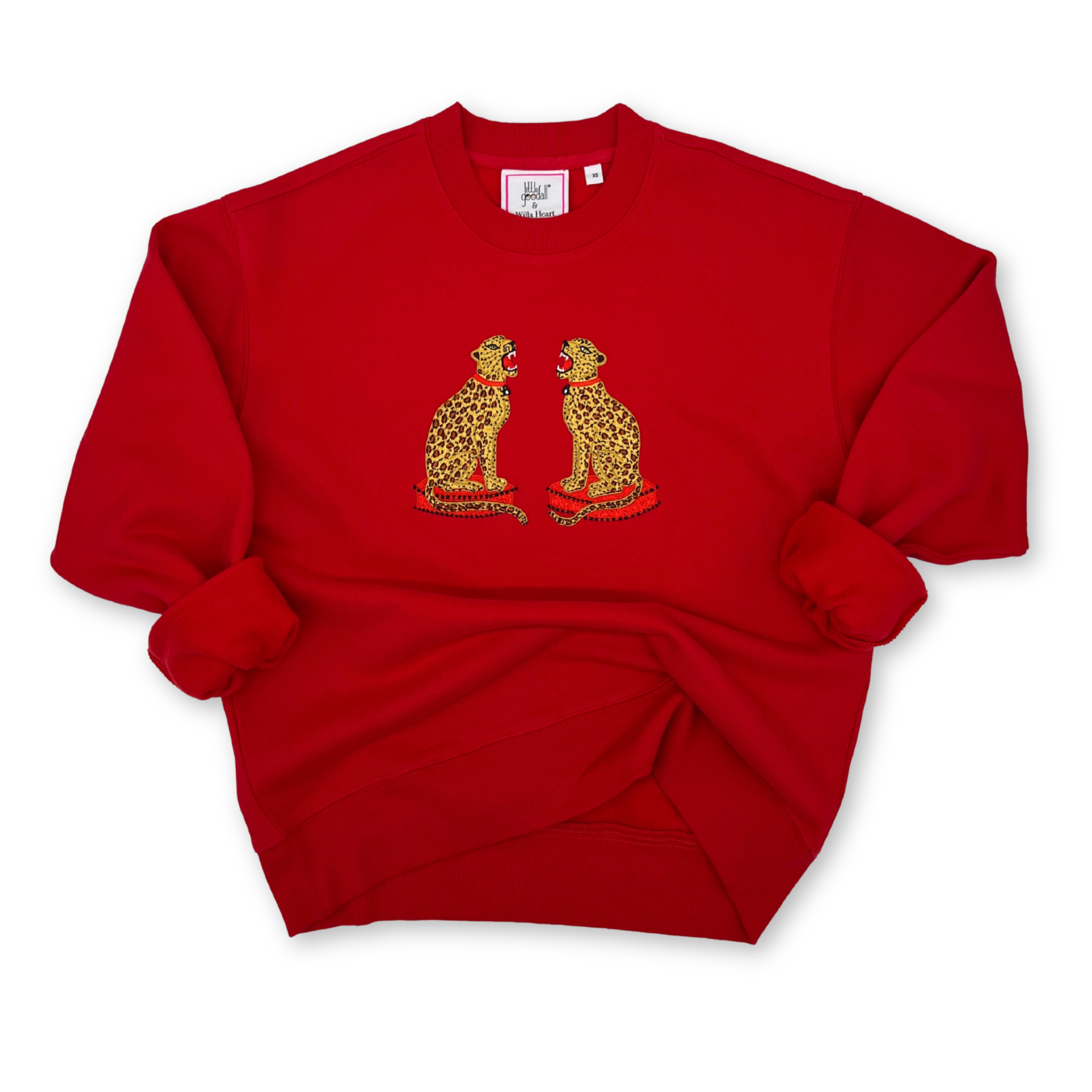 Ladies Cheetah Embroidered Sweatshirt - Willa Heart Collection