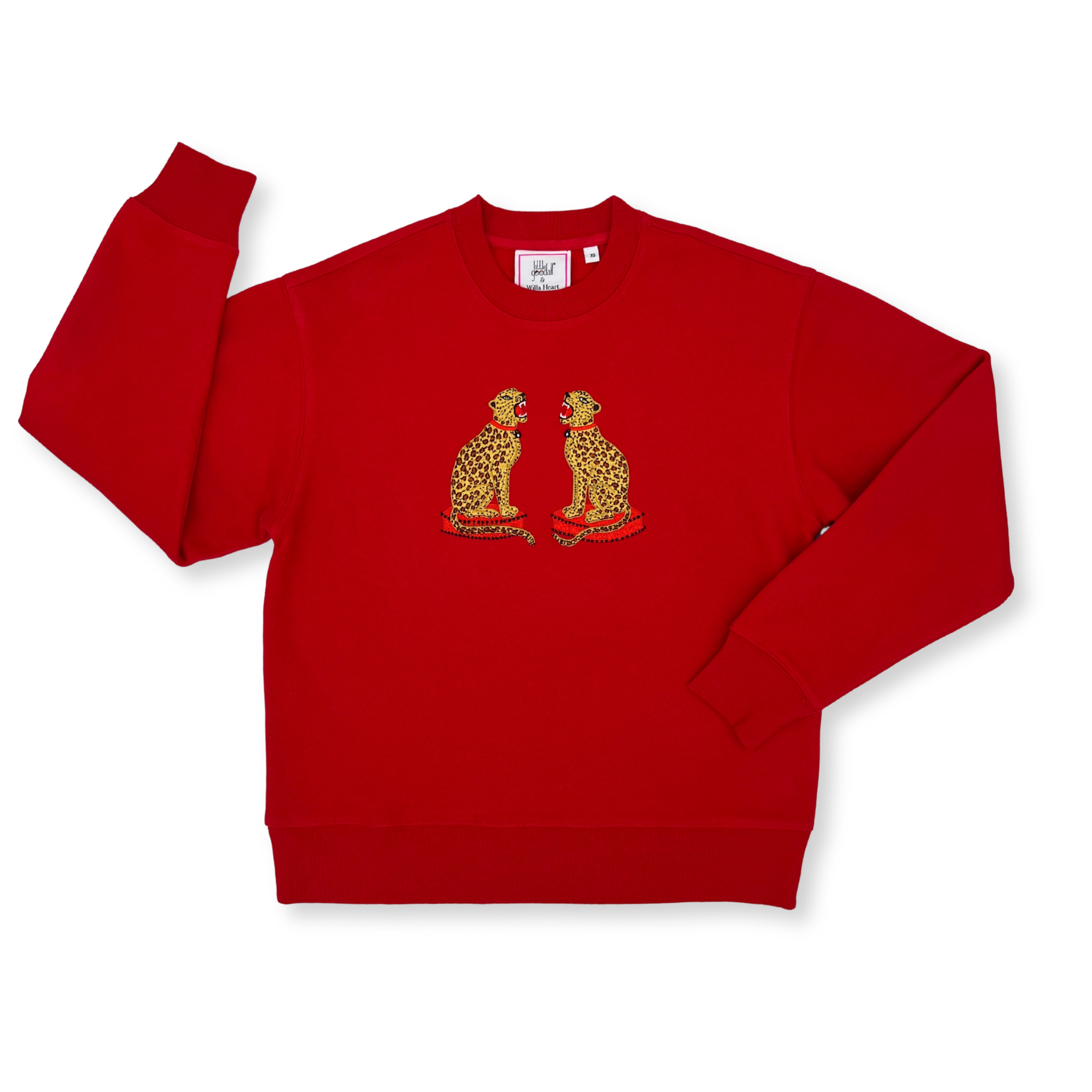 Ladies Cheetah Embroidered Sweatshirt - Willa Heart Collection