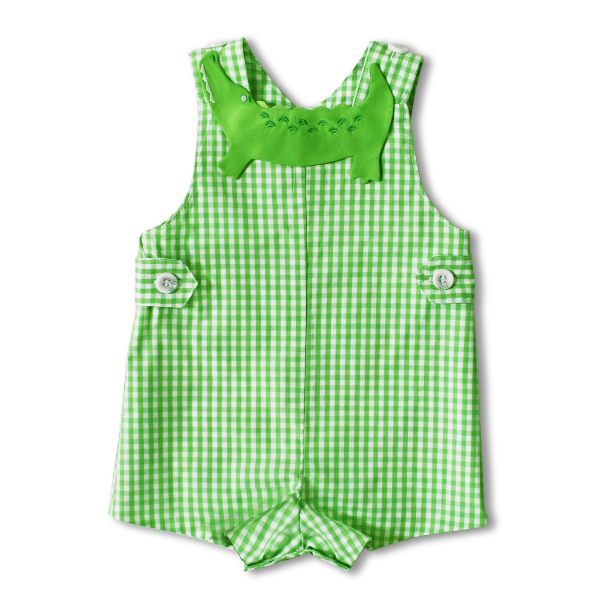 Green Gingham Alligator Romper