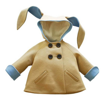 Luxe Little Rabbit Coat in Sand and Blue