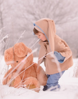 Luxe Little Rabbit Coat in Sand and Blue
