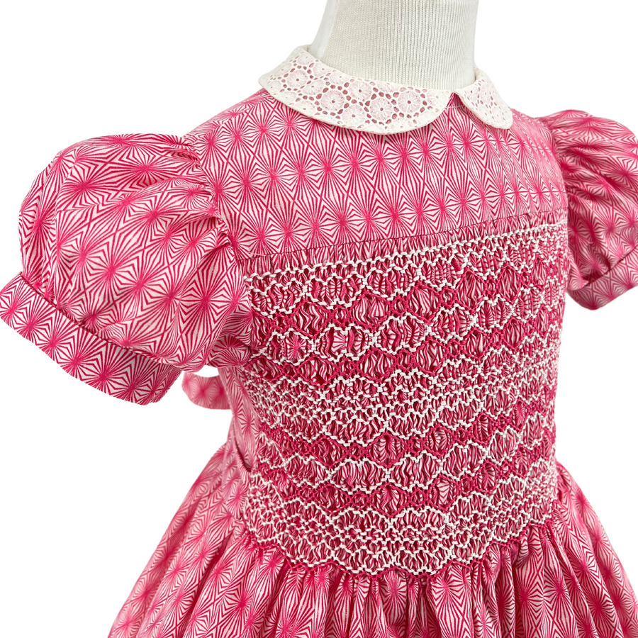 Vintage Smocked Pink Party Dress, Size 5 Years