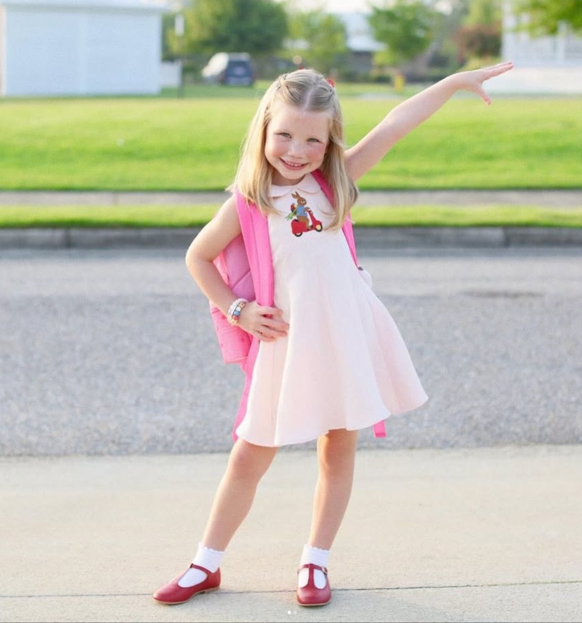 Blush Linen Scooter Bunny Dress