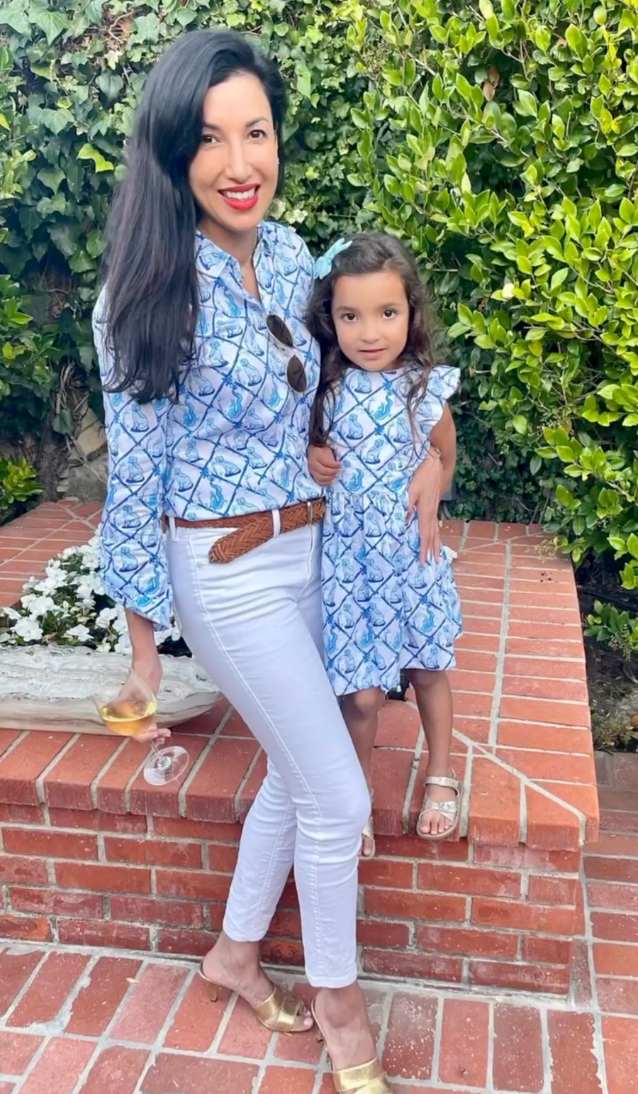 Ladies Classic Shirt in Willa Heart Blue and White Dog Print