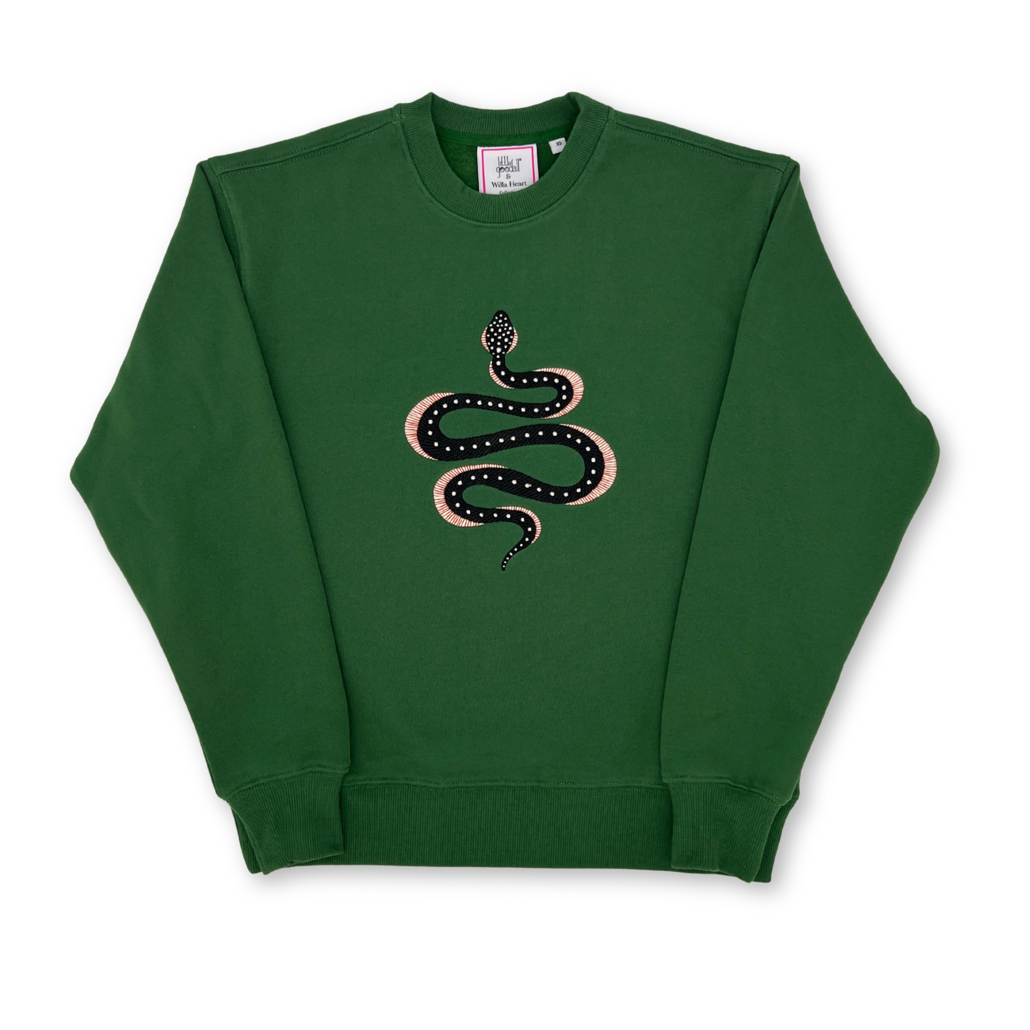 Ladies Apple the Snake Embroidered Sweatshirt - Willa Heart Collection