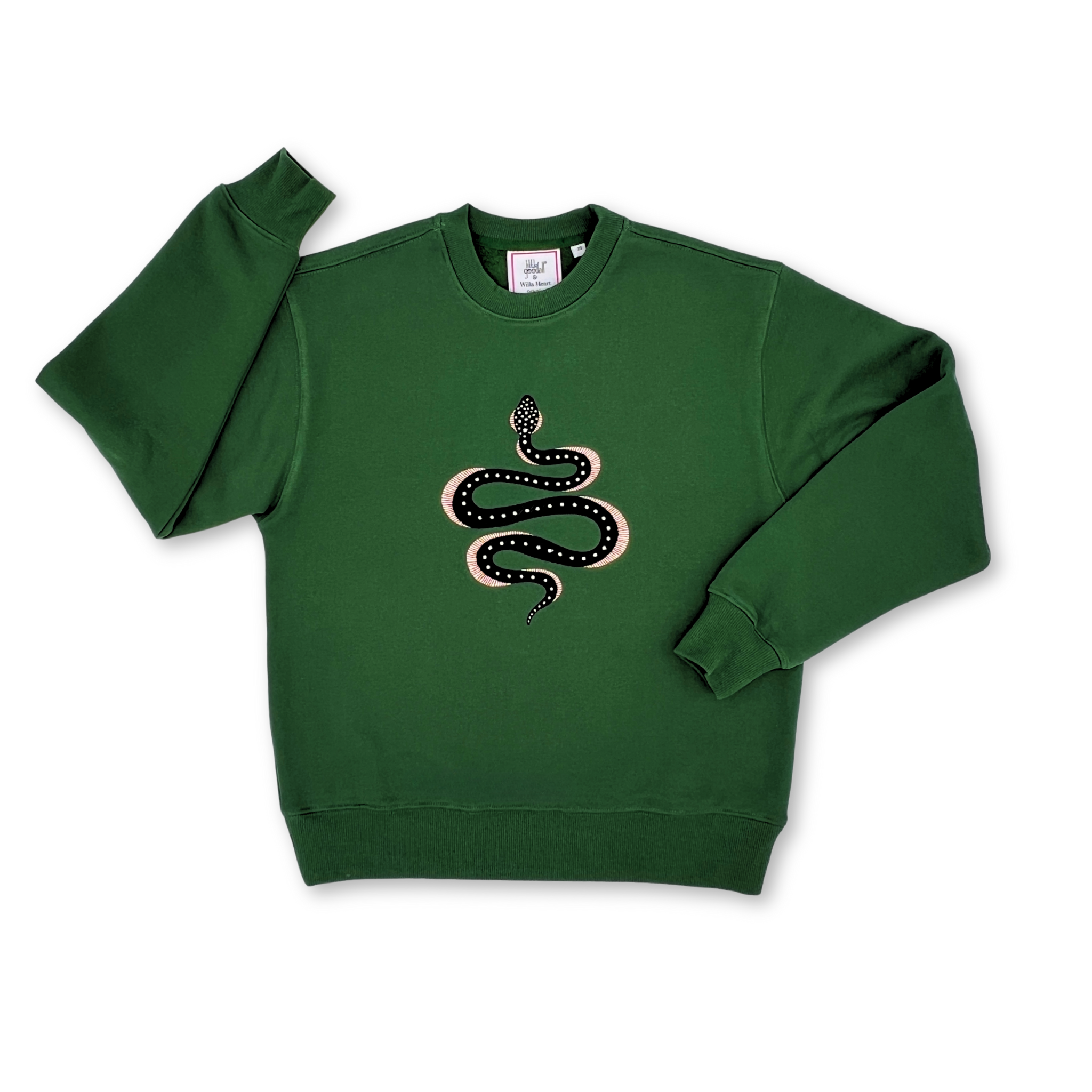 Ladies Apple the Snake Embroidered Sweatshirt - Willa Heart Collection