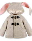 Snowshoe Rabbit Toggle Coat in Oatmeal and Pink