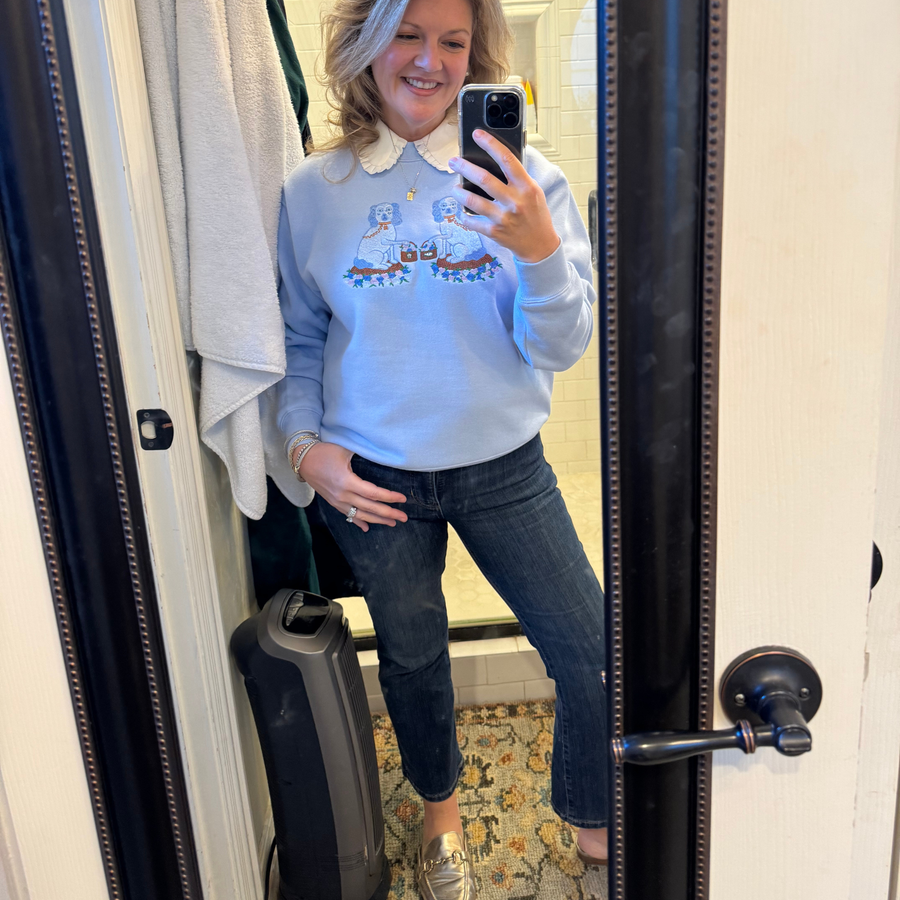 Ladies Tisket and Tasket Embroidered Sweatshirt - Willa Heart Collection