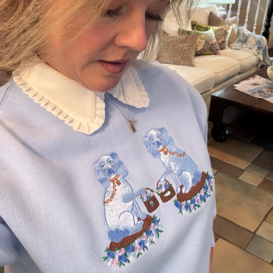 Ladies Tisket and Tasket Embroidered Sweatshirt - Willa Heart Collection