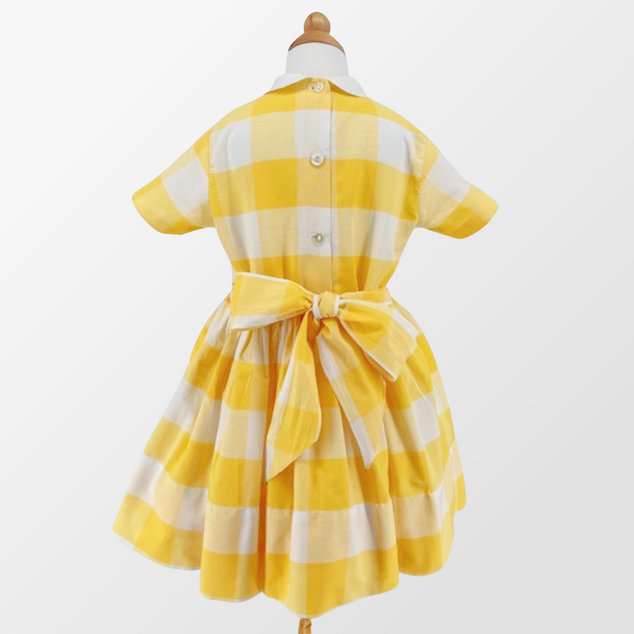 Sunny Yellow Gingham Dress, Size 5-6 Years